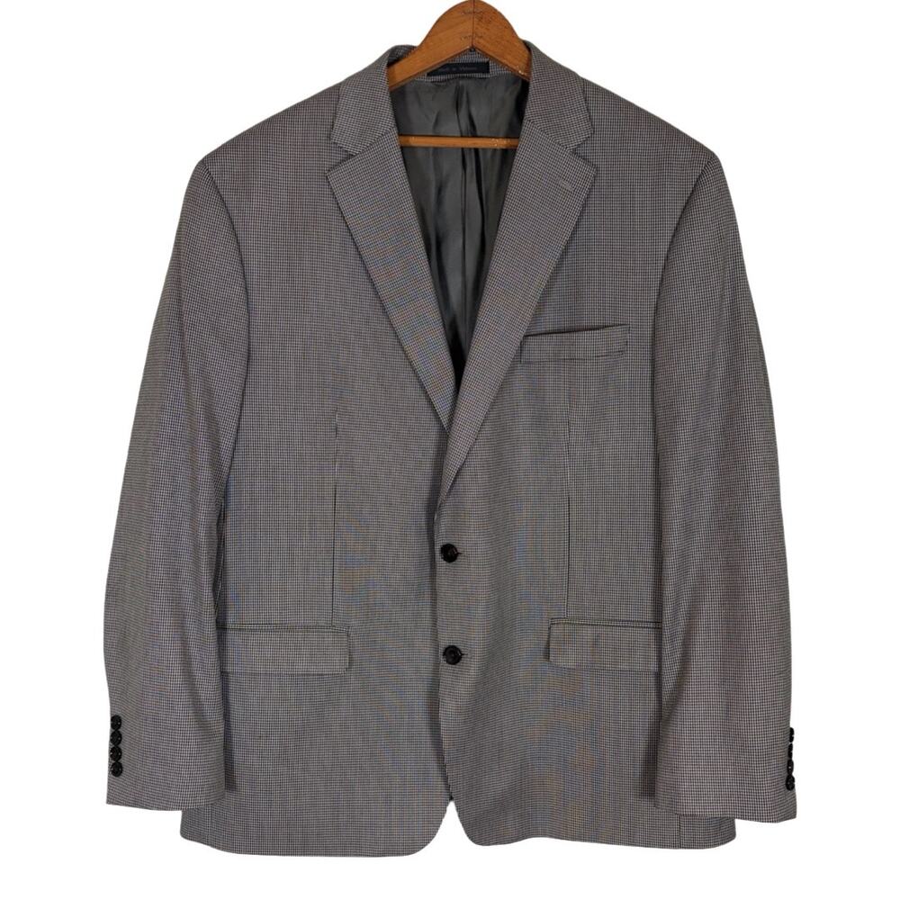 Lauren Ralph Lauren Black Gray Herringbone Print Blazer Jacket    Size: 46R